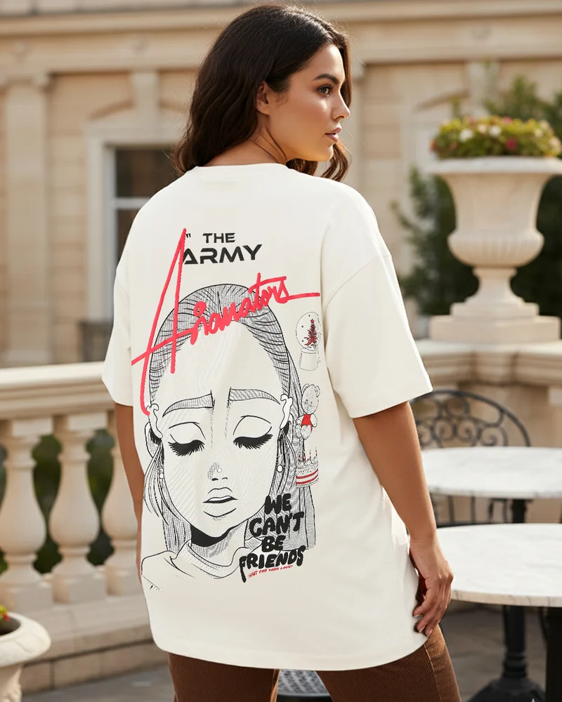 بيواكوف Women's Gardenia Ariantor Graphic Printed Oversized Plus Size T-shirt